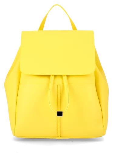 Bright Yellow Faux Leather Drawstring Backpack